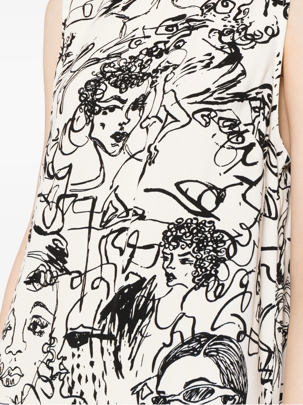Reformation Gracelynn Sleeveless Cream & Black Sketch-Print Shift Dress - Picture 5 of 5